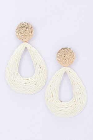 Metal & Paper Statement Earrings – Pink Gold Yarn