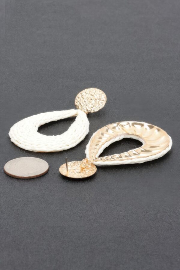 Metal & Paper Statement Earrings – Pink Gold Yarn