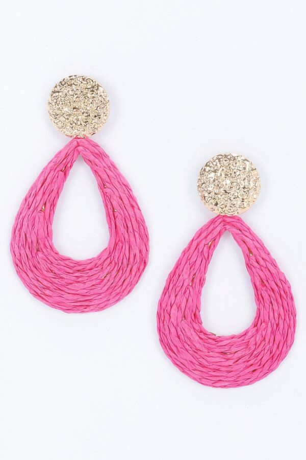 Metal & Paper Statement Earrings – Pink Gold Yarn