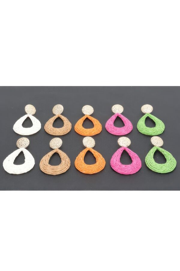 Metal & Paper Statement Earrings – Pink Gold Yarn