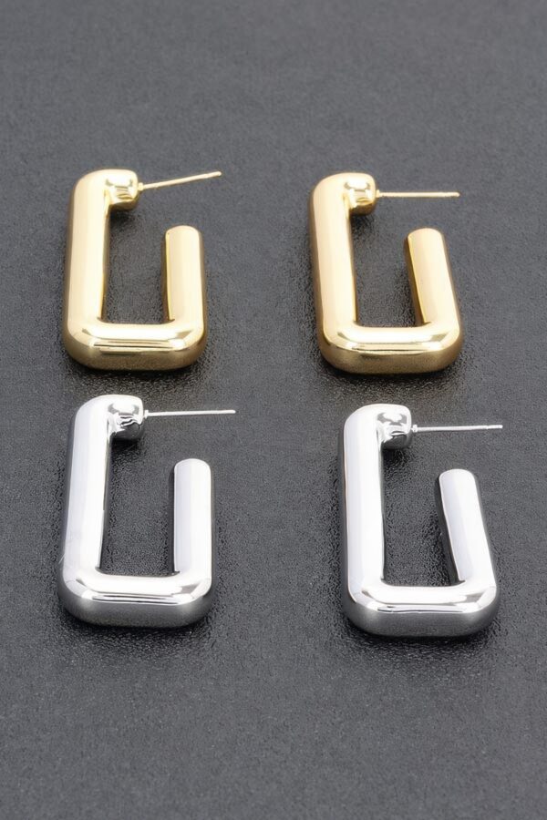 Square Gold-Dipped Hoop Earrings