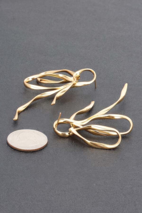 Gold-Dipped Twisted Ribbon Earrings