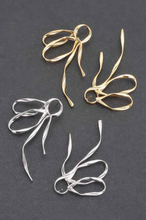 Gold-Dipped Twisted Ribbon Earrings