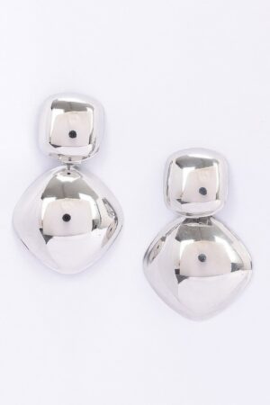 Square Elegance Silver-Tone Geometric Earrings