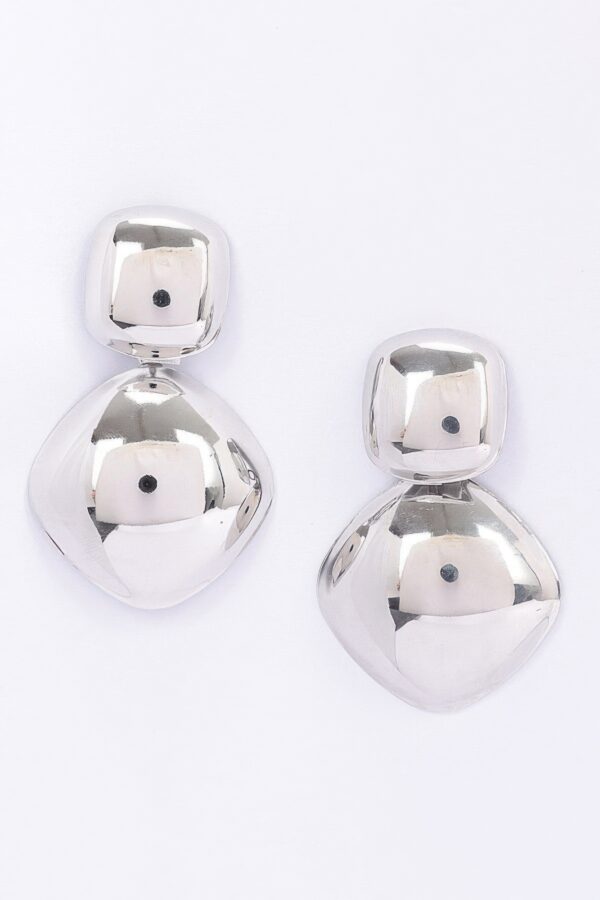 Square Elegance Silver-Tone Geometric Earrings