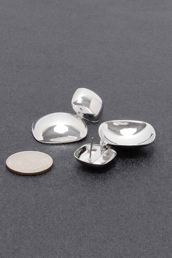 Square Elegance Silver-Tone Geometric Earrings