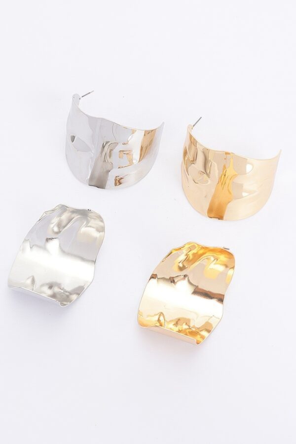 Curved Metal Earrings – Polished Tone Finish