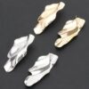 Leaf Elegance Metal Drop Earrings – Polished Finish