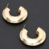 Curved Hoop Earrings – Polished Metal 2″