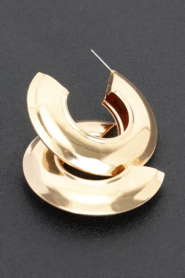 Curved Hoop Earrings – Polished Metal 2″