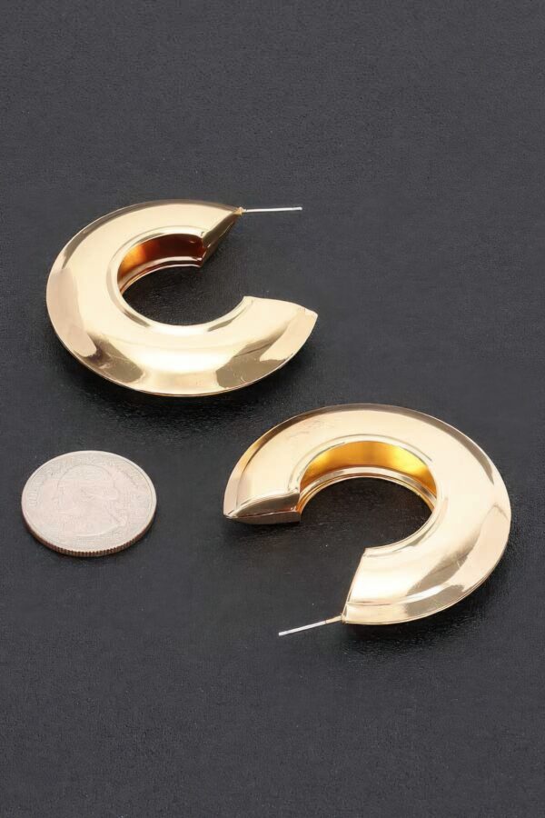 Curved Hoop Earrings – Polished Metal 2″