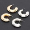 Curved Hoop Earrings – Polished Metal 2″
