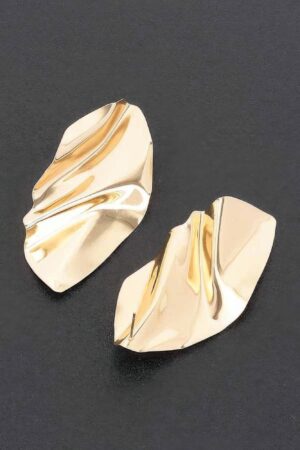 Wave Gold-Plated Drop Earrings – Sculpted Wave Design