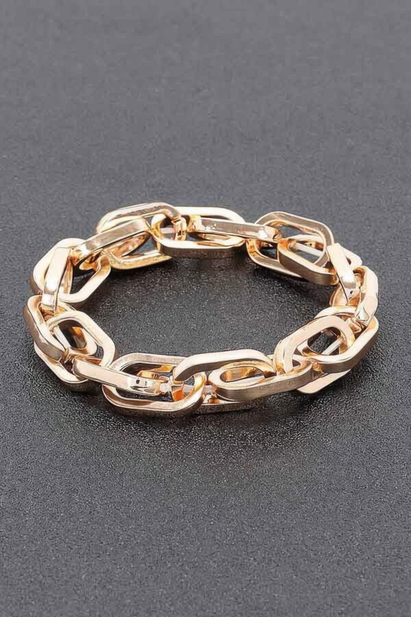 Gold-Tone Alloy Chain Bracelet – Polished Link