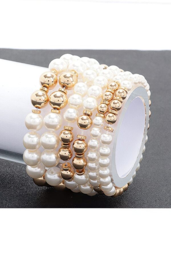 Multi-Link Faux Stretch Bracelet – Gold Tone