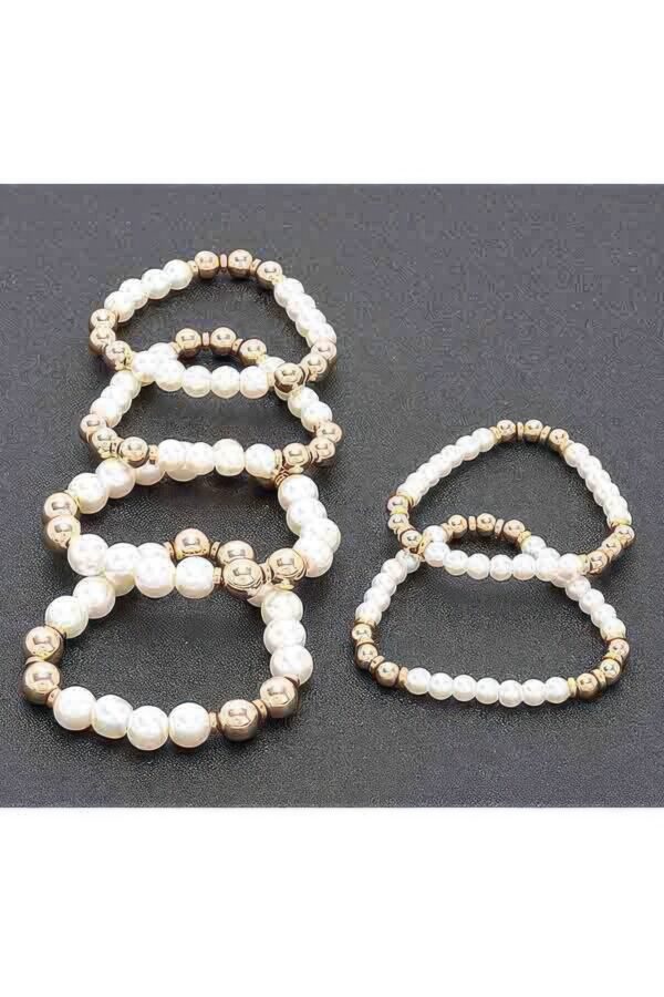 Multi-Link Faux Stretch Bracelet – Gold Tone