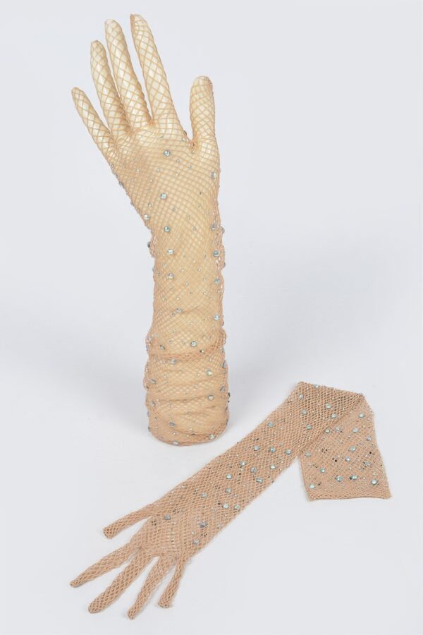 Rhinestone Mesh Long Gloves – Sparkling Sheer Mesh