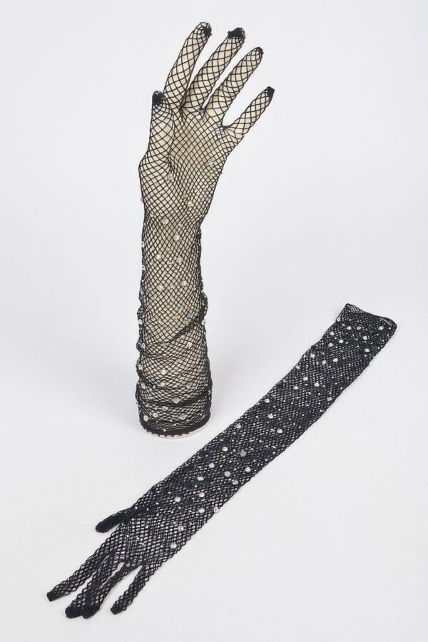 Rhinestone Mesh Long Gloves – Sparkling Sheer Mesh