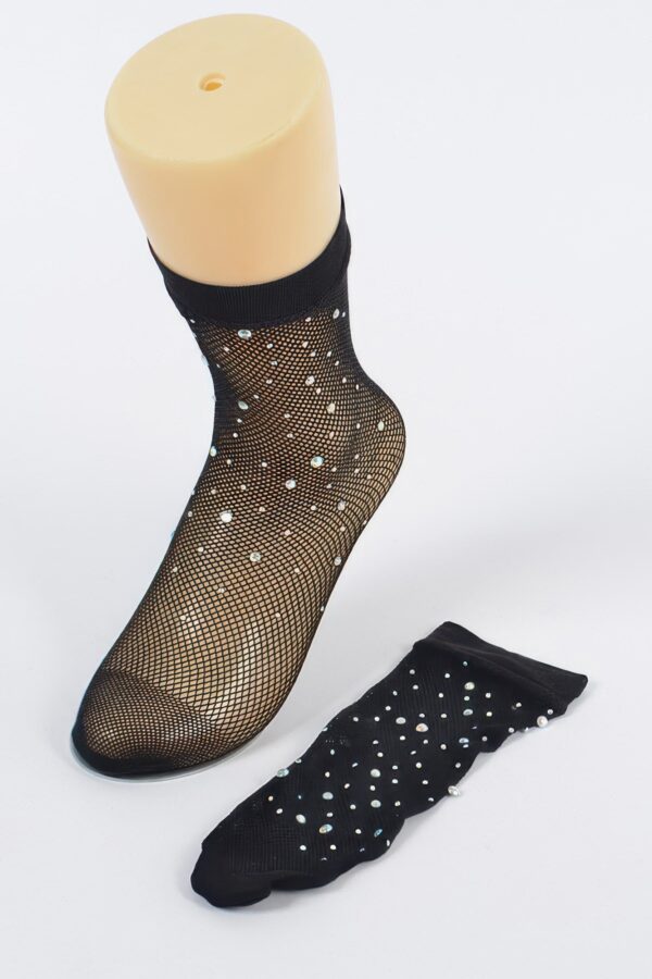 Rhinestone Mesh Socks – Black Sheer Sparkle