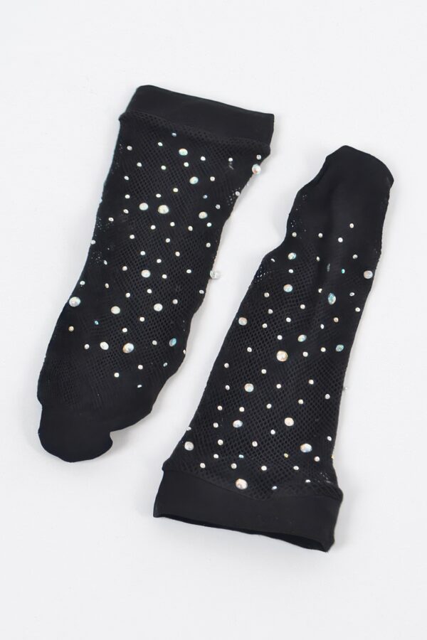 Rhinestone Mesh Socks – Black Sheer Sparkle