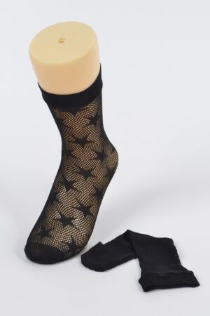 Sheer Star Mesh Socks – Black