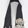 Stone Flower Elastic Belt – Rhinestone Floral Accent, Black