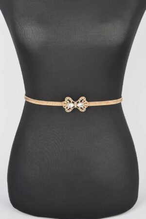 Ribbon Stretch Belt with Bow Accent – Slim Elastic