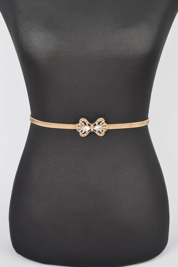 Ribbon Stretch Belt with Bow Accent – Slim Elastic