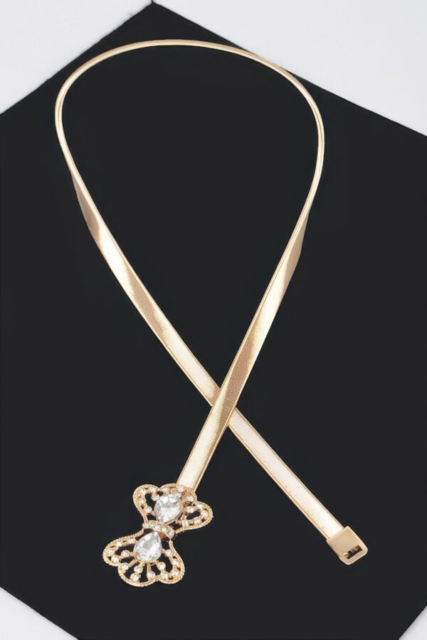Ribbon Stretch Belt with Bow Accent – Slim Elastic