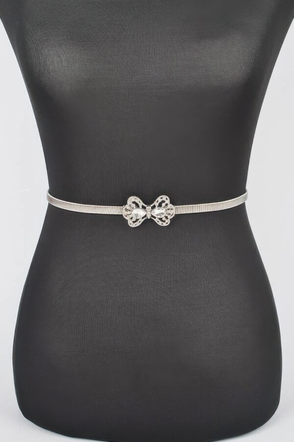 Ribbon Stretch Belt with Bow Accent – Slim Elastic