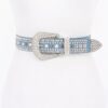 Rhinestone Studded Multi-Metal Belt with Silver Buckles