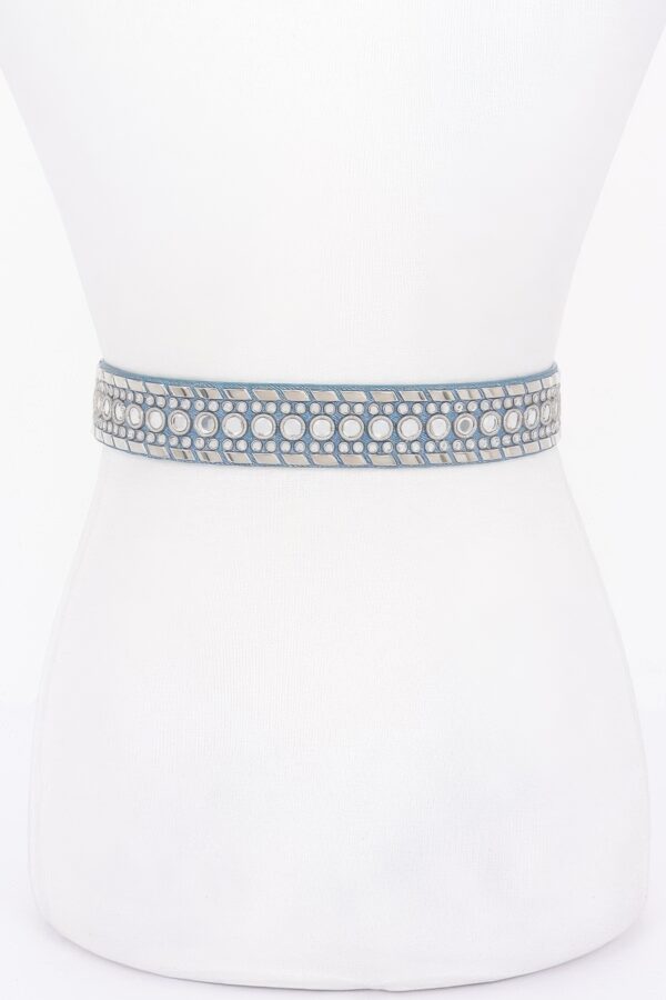 Rhinestone Studded Multi-Metal Belt with Silver Buckles