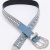 Rhinestone Studded Multi-Metal Belt with Silver Buckles