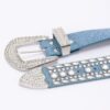 Rhinestone Studded Multi-Metal Belt with Silver Buckles