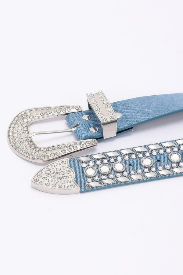 Rhinestone Studded Multi-Metal Belt with Silver Buckles