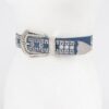 Rhinestone Studded Multi-Metal Belt with Silver Buckles