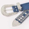 Rhinestone Studded Multi-Metal Belt with Silver Buckles