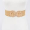 Faux Straw Elastic Belt with Double Circle Buckles