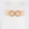 Faux Straw Elastic Belt with Double Circle Buckles