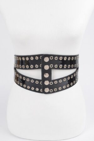 Corset Stretch Belt with Eyelets – 5″ Wide Black