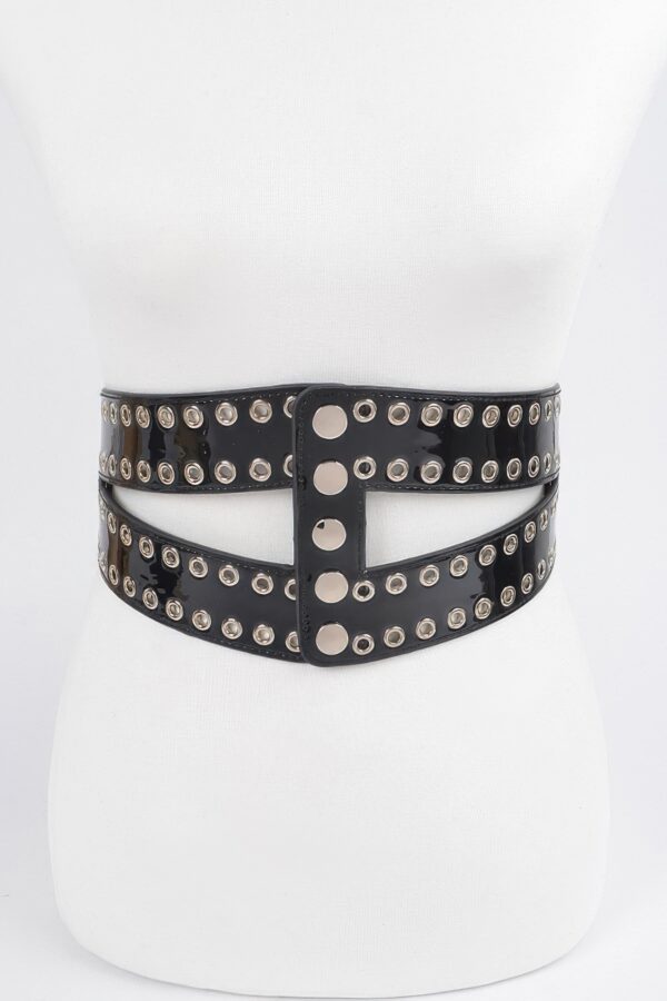 Corset Stretch Belt with Eyelets – 5″ Wide Black