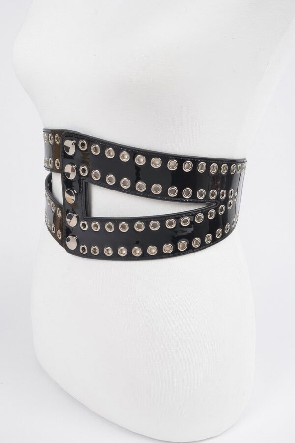 Corset Stretch Belt with Eyelets – 5″ Wide Black