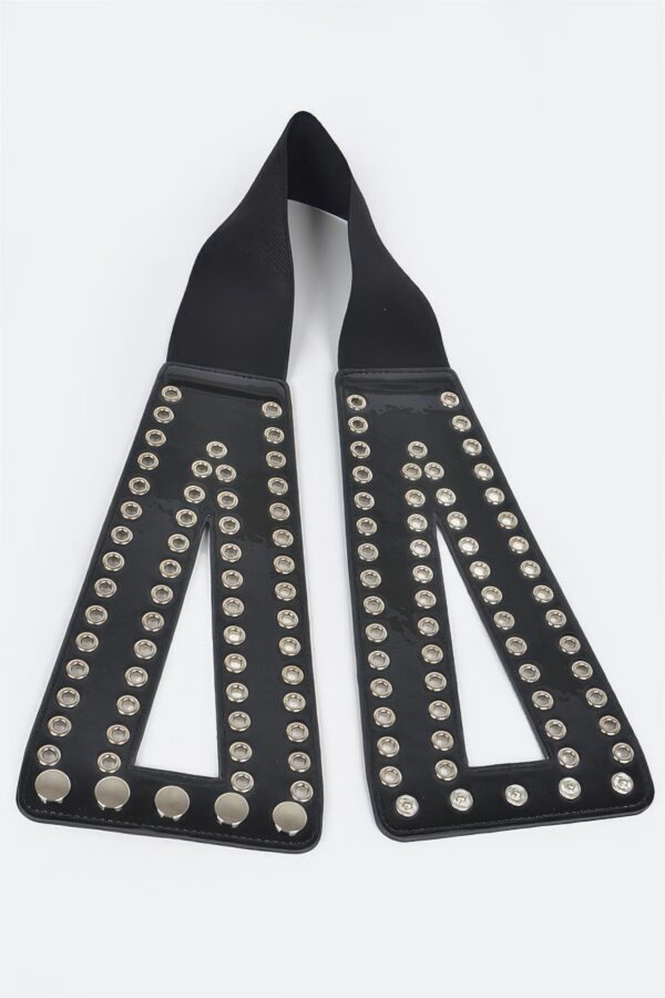 Corset Stretch Belt with Eyelets – 5″ Wide Black