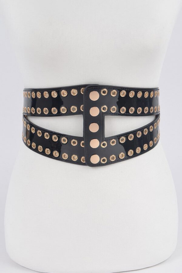 Corset Stretch Belt with Eyelets – 5″ Wide Black