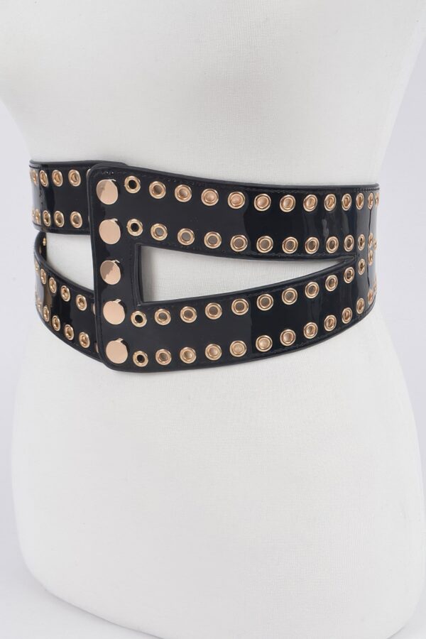 Corset Stretch Belt with Eyelets – 5″ Wide Black