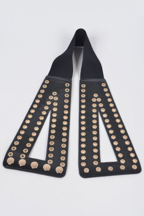 Corset Stretch Belt with Eyelets – 5″ Wide Black