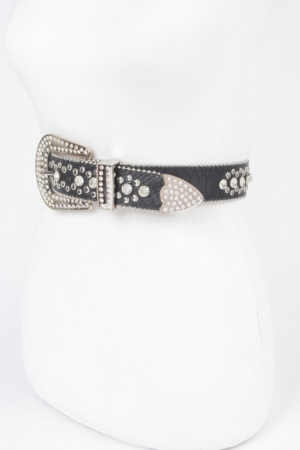 Rhinestone-Studded PU Belt – 1.4″ Wide, 45″ Long
