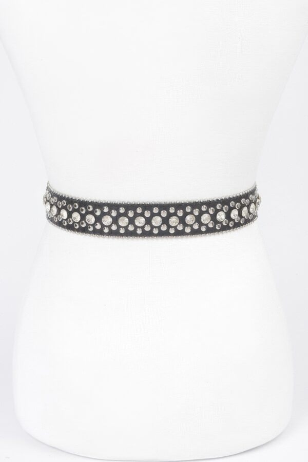 Rhinestone-Studded PU Belt – 1.4″ Wide, 45″ Long
