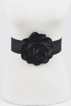 Sculpted Flower Belt – Elastic PU Waist Cincher
