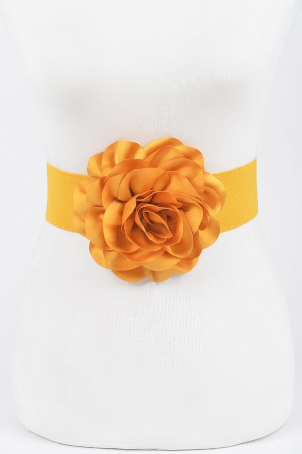 Sculpted Flower Belt – Elastic PU Waist Cincher